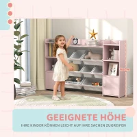 AIYAPLAY Kinderopbergkast, rek voor speelgoed en boeken, voor overzichtelijk opruimen, 8 uitneembare boxen, Roze(m-6)