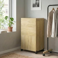 HOMCOM Dulap Masă de Călcat Rabatabilă cu Suport pentru Fier și Haine, cu Compartiment Deschis, 154x55x87 cm, Lemn Natural(m-11)