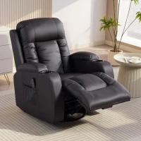 HOMCOM Fauteuil inclinable de massage et chauffage, fauteuil de relaxation, dossier réglable, pivotant 360°, 82x99x103cm, marron(m-8)