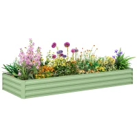 Outsunny Stalen Verhoogd Tuinbed, Open Bodem, Eenvoudige Opbouw, 241L x 90,5B x 30H cm, Groen(m-11)