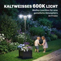 Outsunny Zonneverlichting met bloempotvoet tuinlamp 3-kops lamp waterdicht(m-7)