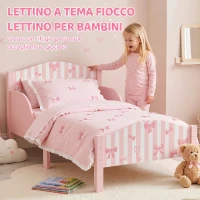 AIYAPLAY Letto Montessori per Bambini 3-6 Anni 146x76.5cm, Sponde Anti-Caduta, Forma di Fiocco per Cameretta, Rosa(m-4)