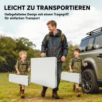 Outsunny 3-teiliges Picknicktisch-Set, 1 Tisch, 2 Bänke, Faltbarer Campingtisch mit Tragegriffen, Kunststoff, Metall, Weiß(m-5)