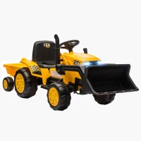 AIYAPLAY Excavator Electric pentru Copii 12V cu Cupă, Remorcă și Telecomandă, Vârsta 3-8 Ani, Galben(m-12)