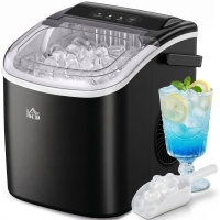HOMCOM Máquina para Hacer Hielo 12 Kg en 24 Horas 9 Cubitos en 6-12 Minutos Depósito de Agua 1,3 L 22,2x29,4x29 cm Negro