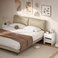 HOMCOM Juego de 2 Mesitas de Noche Nórdicas con Esquinas Redondeadas Cajón y Estante Abierto 40x35x45 cm Blanco(m-7)