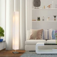 HOMCOM Candeeiro de Pé com 2 Casquilhos E27, Ecrã em Tecido, Interruptor de Pedal e Base em Aço Inoxidável, Branco(m-2)