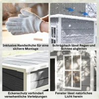 Outsunny Gerätehaus Kunststoff 1,14m² 151 x 92 x 193cm Geräteschuppen mit Pultdach Boden Fenster Grau(m-7)