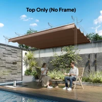 Outsunny Acoperiș pentru pergolă gazebo 4x3 m din poliester respirabil, culoare cafeniu, cu 10 orificii de drenaj(m-16)