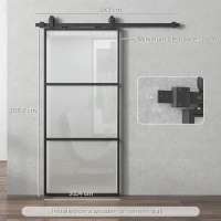 HOMCOM Ușă Glisantă Exterioară pentru Perete 91.4x203.2cm In Sticlă Mată Per Bucătărie(m-3)