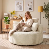 HOMCOM Sillón con asiento profundo, sofá individual sin marco fijo, diseño de espuma integral, 4 cojines, crema(m-5)