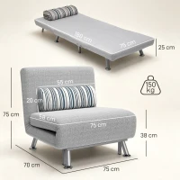 HOMCOM inklapbare slaapbank slaapzetel inklapbare matras bed logeerbed grijs bank(m-3)