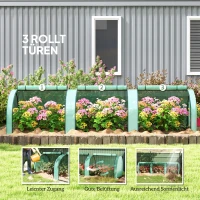 Outsunny Kas, winterbestendige foliekas met oprolbare ritsdeur 350 x 100 x 80 cm Groen(m-6)