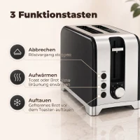 HOMCOM Wasserkocher und Toaster Set mit Thermometer, 1,7 l, 2200 W Wasserkocher, 2-Scheiben-Toaster mit 7 Bräunungsstufen(m-7)