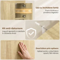 HOMCOM Dulap Masă de Călcat Rabatabilă cu Suport pentru Fier și Haine, cu Compartiment Deschis, 154x55x87 cm, Lemn Natural(m-7)