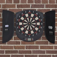 HOMCOM Elektronische Dartscheibe Dartboard mit Sprachansagen Englische Stimme LED-Anzeigen 6 Darts 26 Spiele 185 Varianten Dartautomat mit Tür Dartscheibe Set für bis zu 8 Spieler(m-10)