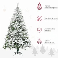 HOMCOM Brad de Crăciun Artificial Înzăpezit cu 750 Ramuri, Bază din Oțel, Plastică, 105x105x180 cm, Verde(m-4)