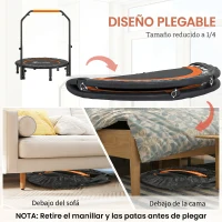 HOMCOM Cama Elástica Plegable Ø102 cm con Mango Ajustable Marco de Acero para Entrenamiento Piernas Cuerpo Negro y Naranja(m-5)