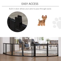 PawHut Barrière de sécurité pour chien barrière pliable à 6 panneaux avec pieds amovibles 432 x 36 x 70 cm noir(m-8)