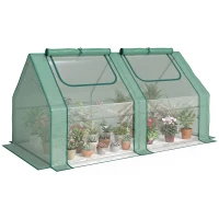 Outsunny Serra per Piante Orto con 2 Coperture in PE e PVC, Struttura in Acciaio - Verde 180x90x90cm(m-17)
