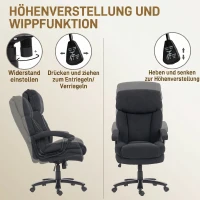 HOMCOM Chefsessel Ergonomisch Bürostuhl bis 200 kg mit Samtoptik, Hoher Rückenlehne, für Büro und Homeoffice Schwarz(m-5)
