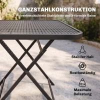 Outsunny Opvouwbare Tuinetafel 70x70 cm, Weerbestendige Balkontafel met Rasterontwerp Vierkant Zwart(m-6)