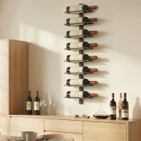 HOMCOM Portabottiglie da Parete in Acciaio per 8 Bottiglie di Vino, Cucina e Sala, 27x10x93.5 cm, Nero(m-7)