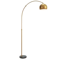HOMCOM Stehlampe, Bogen-Design mit Marmorsockel, 167 cm, Schwarz+Gold(m-12)