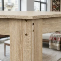 HOMCOM Masă de sufragerie modernă din lemn pentru 4-6 persoane, 120x69x75cm, culoare negru și lemn(m-9)