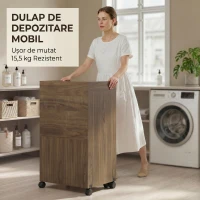 HOMCOM Dulap Masă de Călcat Pliabil cu Suport pentru Fier și Haine cu Compartiment Deschis, 154x55x87 cm, Maro(m-8)