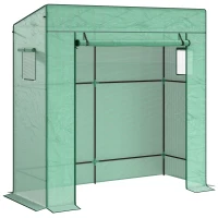 Outsunny Tomatengewächshaus Foliengewächshaus mit Rolltor Mesh-Fenster Schrägdach 196 x 77 x 197 cm Grün(m-1)