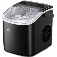 HOMCOM Eiswürfelmaschine Eiwürfelspender Eiwürfelbereiter, 29,4 cm x 22,2 cm x 29 cm, Schwarz(m-1)