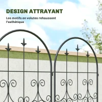 Outsunny Lot de 2 Supports pour Plantes Grimpantes, Treillis de Jardin, pour Légumes, Vignes, Fleurs, en Métal, 50 x 180 cm, Noir(m-5)