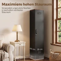 HOMCOM Metallschrank, Industrieller Kleiderschrank mit verstellbaren Böden für Schlafzimmer, Garage und Büro, Schwarz(m-5)