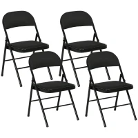 HOMCOM 4er-Set Klappstühle, Tragbare Bürostühle, Metallbeine, Faltstuhl für Büro, Empfang, Wartezimmer, Kunstleder, Schwarz(m-11)