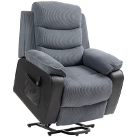 HOMCOM Aufstehsessel mit weichem Cordbezug, Recliner-Sessel mit Fernbedienung und Seitentaschen, Dunkelgrau(m-1)