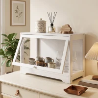 HOMCOM Vitrine für Sammlungen mit aufklappbarer Acryl-Tür für Dekorationsfiguren 59x30x40 cm Weiß(m-4)
