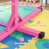 HOMCOM Barra de Ginástica para Crianças com Altura Ajustável 92-150 cm Barra Horizontal de Ginástica 197x121x150 cm Rosa(m-5)