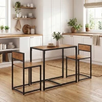 HOMCOM 3-delige Bartafelset Hoge tafelset 3-delig, 2 stoelen, 1 tafel, 90 cm x 47 cm x 76 cm, Bruin + Zwart(m-2)