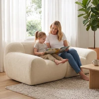 HOMCOM Sofá 2 Lugares em Chenille Sofá de Sala 174 cm Assento e Apoios de Braço Largos Acolchoados Totalmente Compactado Bege(m-5)