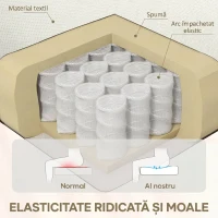 HOMCOM Fotoliu Reclinabil Manual la 60° Extra Căptușit din Material Textil cu Suport pentru Picioare, Crem(m-5)
