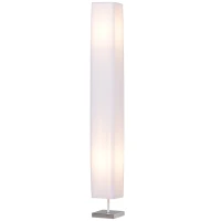 HOMCOM Candeeiro de Pé com 2 Casquilhos E27, Ecrã em Tecido, Interruptor de Pedal e Base em Aço Inoxidável, Branco(m-1)
