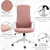 Vinsetto Scaun de birou ergonomic și tapițat, cu înălțime reglabilă și balansare, 62x56x110-119,5 cm, roz(m-8)