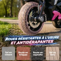 HOMCOM Moto électrique enfants 3 roues 6 V, voiture électrique enfants 3 à 5 ans, effets lumineux et sonores, 86x42x52cm, rose(m-6)