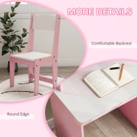 ZONEKIZ Escritorio y Silla para Niños con Almacenaje para Estudio Lectura y Juegos Mesa 90x45x90 cm y Silla 35x31,5x65 cm Rosa(m-7)
