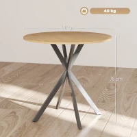HOMCOM,Masă de Dining,Stil Industrial,PAL, oțel,80cm x 80cm x 75cm,Stejar(m-3)
