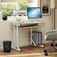 HOMCOM Mesa de Escritorio Mesa de Estudio con Bandeja de Teclado y Cajón Mesa de Ordenador para Despacho 90x50x100 cm Roble(m-2)