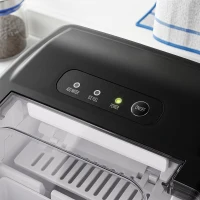 HOMCOM Machine à glaçons, 12kg en 24h, 9 glaçons en 6-12 minutes, ice maker avec poignée, panier et pelle, 22,2x29,4x29cm, noir(m-13)