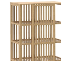 HOMCOM Armoire Chambre Penderie en Bambou 5 Niveaux avec Porte Coulissante, Design Aéré à Lattes, Bois Naturel(m-14)