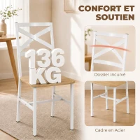 HOMCOM Ensemble Table Salle à Manger avec 4 Chaises, Table de Cuisine avec Chaises pour 4 Personnes, Bois Naturel et Blanc(m-5)